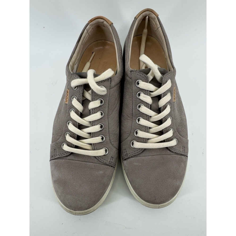 ECCO Soft 7 Women 39 8 Taupe Nubuck Leather Low Top Sneakers Lace Up Shoes - Picture 9 of 10